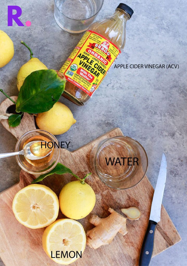 Ingredients for Apple Cider Vinegar and Lemon Juice